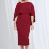 Oriana Midi Modern Asymmetry with Elegant Flow in Wine Mother of the Bride Dress