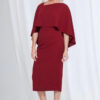Oriana Midi Modern Asymmetry with Elegant Flow in Wine Mother of the Bride Dress