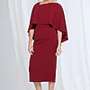 Oriana Midi Modern Asymmetry with Elegant Flow in Wine Mother of the Bride Dress