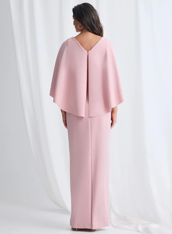 Oriana Pencil Dress Modern with Elegant Flow in Blush Mother of the Groom Dress