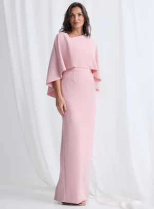 Oriana Pencil Dress Modern with Elegant Flow in Blush Mother of the Groom Dress