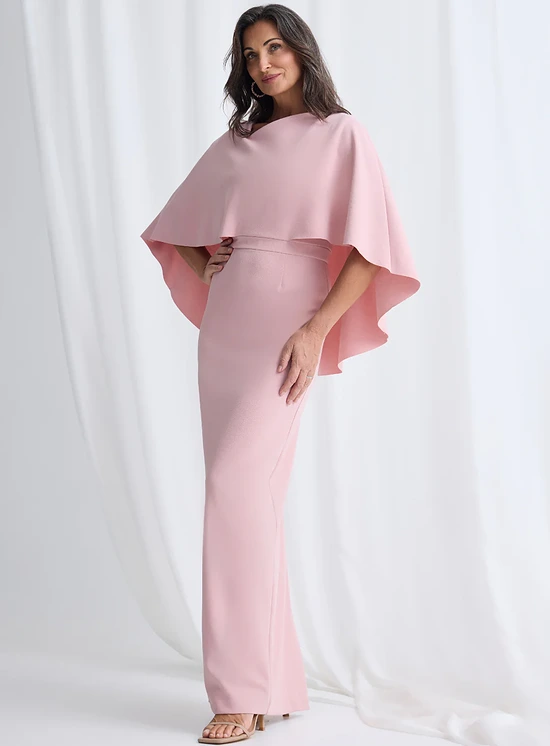 Oriana Pencil Dress Modern with Elegant Flow in Blush Mother of the Groom Dress