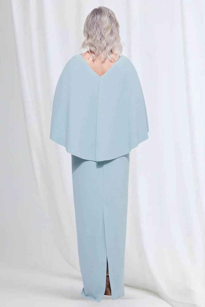 Oriana Pencil Dress Modern with Elegant Flow in Light Blue Mother of the Groom Dress