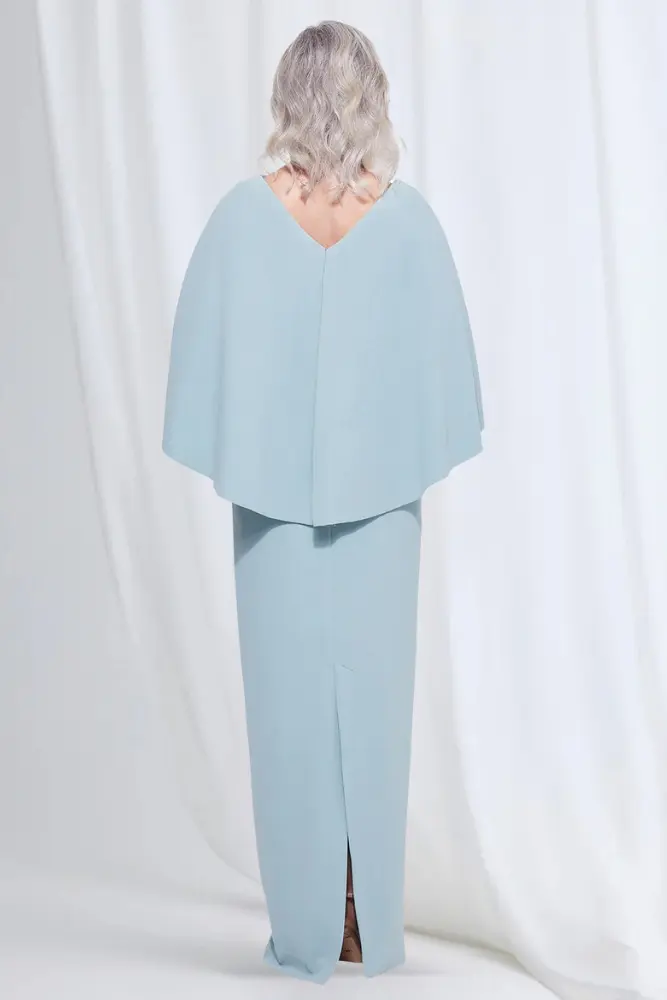 Oriana Pencil Dress Modern with Elegant Flow in Light Blue Mother of the Groom Dress