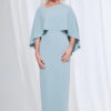 Oriana Pencil Dress Modern with Elegant Flow in Light Blue Mother of the Groom Dress