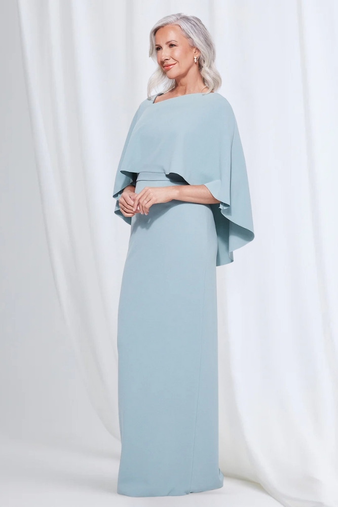 Oriana Pencil Dress Modern with Elegant Flow in Light Blue Mother of the Groom Dress