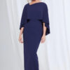 Oriana Pencil Dress Modern with Elegant Flow in Navy Mother of the Groom Dress