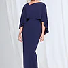 Oriana Pencil Dress Modern with Elegant Flow in Navy Mother of the Groom Dress