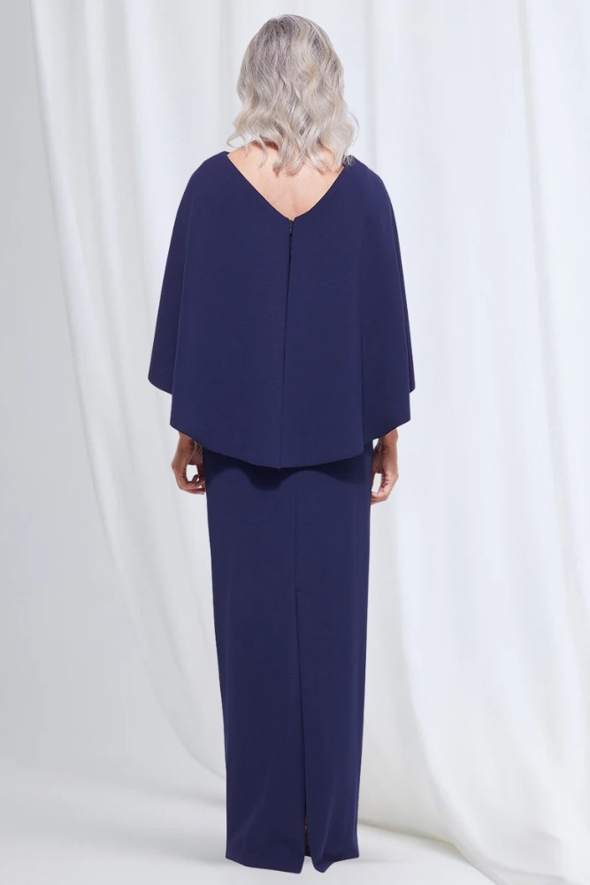 Oriana Pencil Dress Modern with Elegant Flow in Navy Mother of the Groom Dress