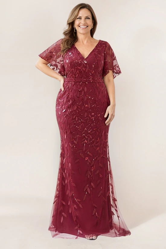 Burgundy Wine Mother of the Bride dress