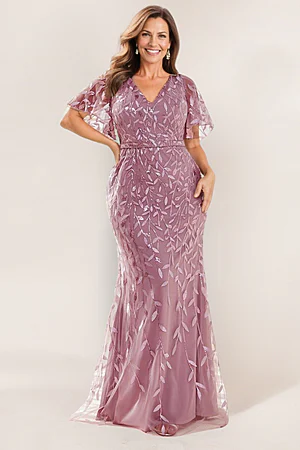 slim fit dress slacks Long Mother of the Bride Glitter Dress – The Dress Outlet main image 0