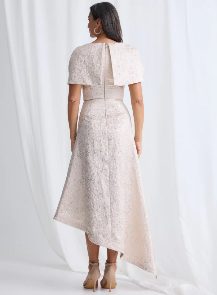 Arita Blush Dress Metallic Draping with Elegant Structure