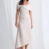 Arita Blush Dress Metallic Draping with Elegant Structure