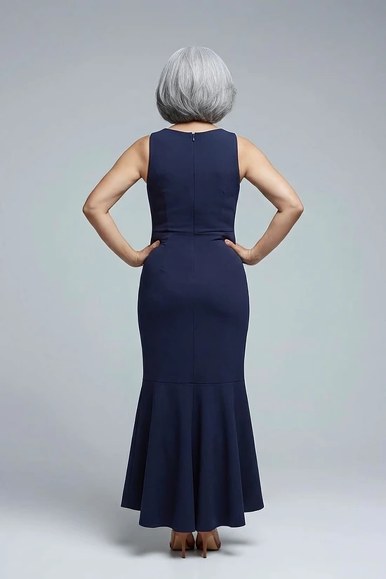 Bead Accent Crepe Halter Gown in Midnight by Adrianna Papell