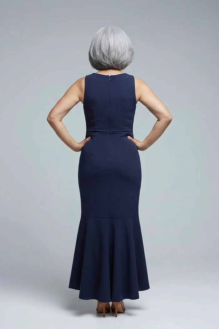 Bead Accent Crepe Halter Gown in Midnight by Adrianna Papell