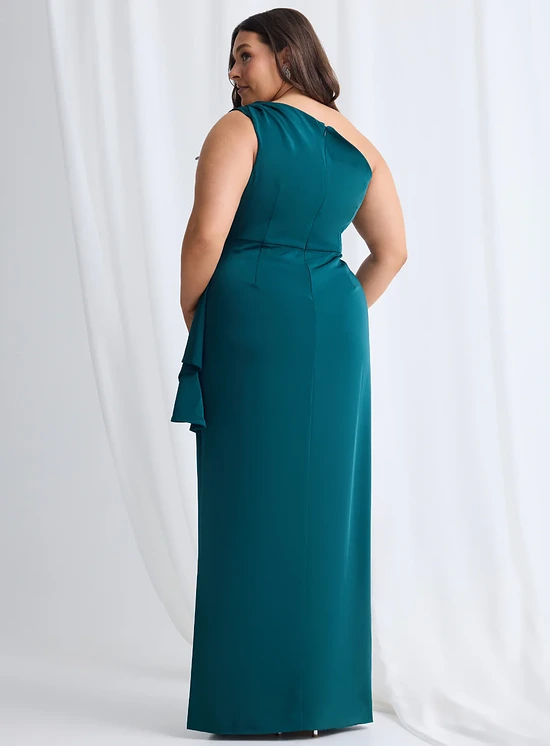 Brionie One Shoulder Elegant Dress in Teal Mother of the Bride Dress