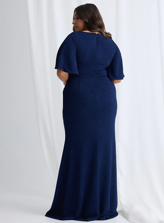 Catherine Flutter Sleeve Gown in Navy Mother of the Bride Dress