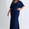 Catherine Flutter Sleeve Gown in Navy Mother of the Bride Dress