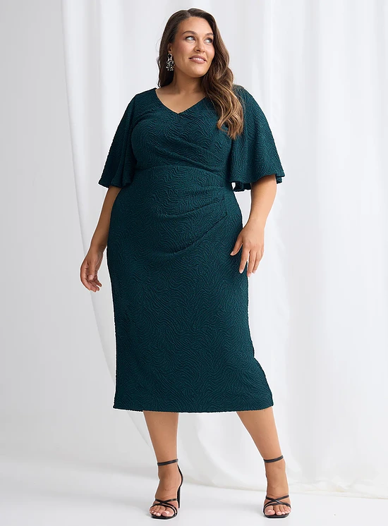Catherine Mid Length Gown in Teal Mother of the Bride Dress