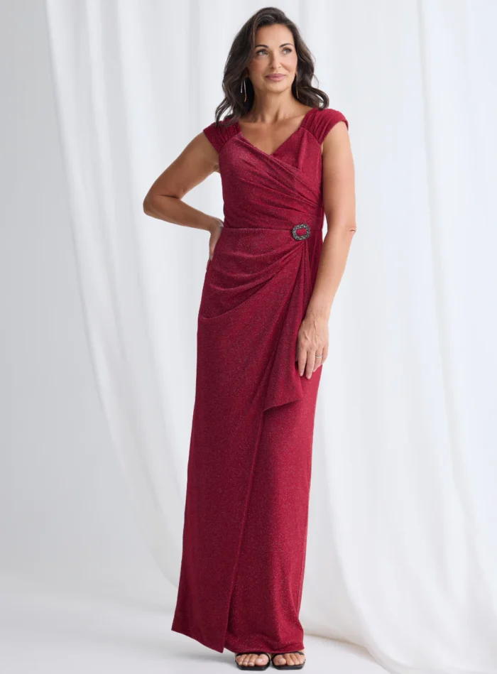 Connie Gown Classic Glamour with Elegant Movement in Wine Mother of the Bride Dress