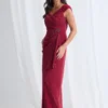 Connie Gown Classic Glamour with Elegant Movement in Wine Mother of the Bride Dress