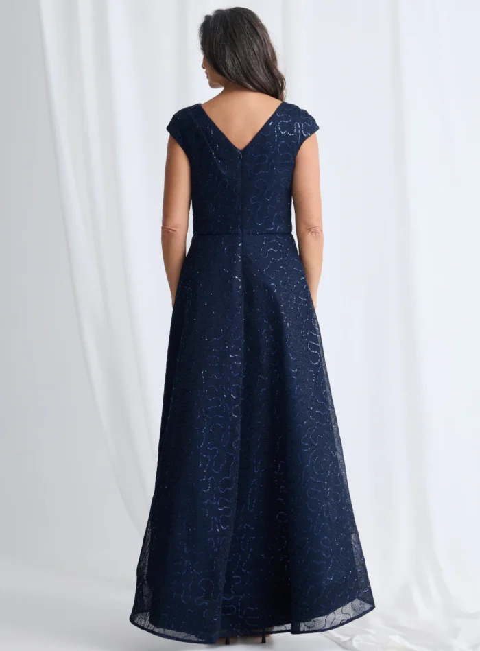 Cora Asymmetric Dress Subtle Sparkle in Navy Mother of the Bride Dress