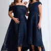 Cora Asymmetric Dress Subtle Sparkle in Navy Mother of the Bride Dress