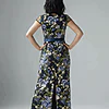 Embroidered Floral Cap Sleeve Column in Navy Multi Gown by Adrianna Papell