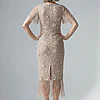 Flutter Sleeve Floral Beaded Fringe Midi Dress in Marble by Adrianna Papell
