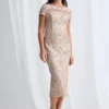 Jazz Sequin Midi Dress Polished Shimmer with Effortless Comfort in Champagne Mother of the Bride Dress