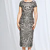 Jazz Sequin Midi Dress Polished Shimmer with Effortless Comfort in Gunmetal Mother of the Bride Dress