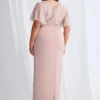 Joyce Beaded Pencil Dress with a Sculpted Silhouette in Blush Mother of the Bride Dress