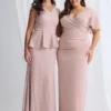Joyce Beaded Pencil Dress with a Sculpted Silhouette in Blush Mother of the Bride Dress