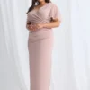 Joyce Beaded Pencil Dress with a Sculpted Silhouette in Blush Mother of the Bride Dress
