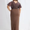 Joyce Beaded Pencil Dress with a Sculpted Silhouette in Chocolate Mother of the Bride Dress