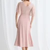 Joyce Flared Midi Refined Glamour in a Flattering Silhouette in Blush Mother of the Bride Dress
