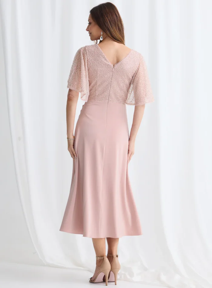 Joyce Flared Midi Refined Glamour in a Flattering Silhouette in Blush Mother of the Bride Dress