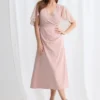 Joyce Flared Midi Refined Glamour in a Flattering Silhouette in Blush Mother of the Bride Dress