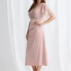 Joyce Flared Midi Refined Glamour in a Flattering Silhouette in Blush Mother of the Bride Dress