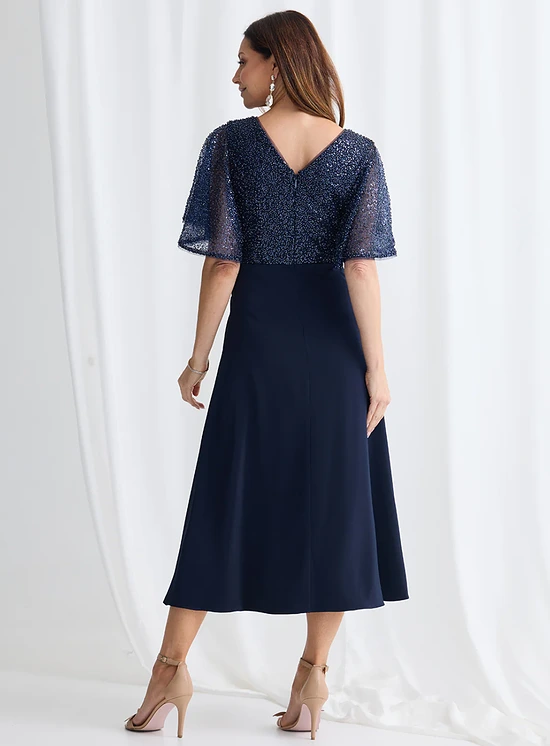 Joyce Flared Midi Refined Glamour in a Flattering Silhouette in Navy Mother of the Bride Dress