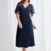Joyce Flared Midi Refined Glamour in a Flattering Silhouette in Navy Mother of the Bride Dress