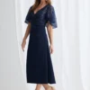 Joyce Flared Midi Refined Glamour in a Flattering Silhouette in Navy Mother of the Bride Dress