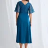 Joyce Flared Midi Refined Glamour in a Flattering Silhouette in Teal Mother of the Bride Dress