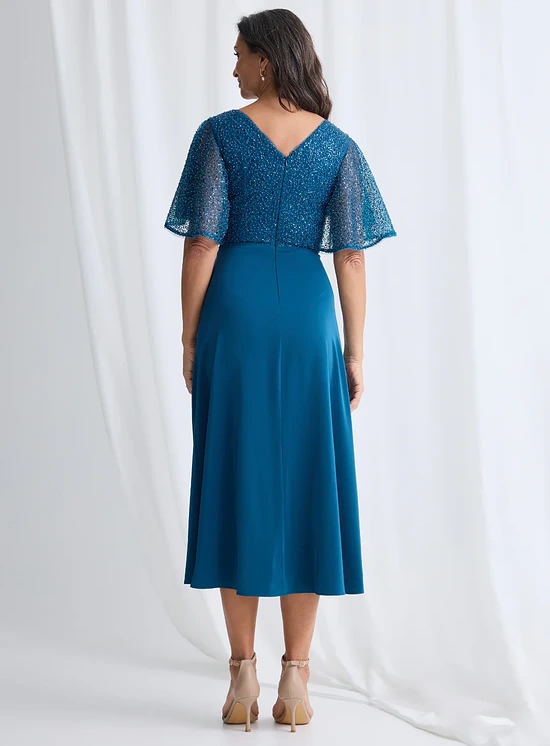 Joyce Flared Midi Refined Glamour in a Flattering Silhouette in Teal Mother of the Bride Dress