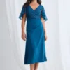 Joyce Flared Midi Refined Glamour in a Flattering Silhouette in Teal Mother of the Bride Dress