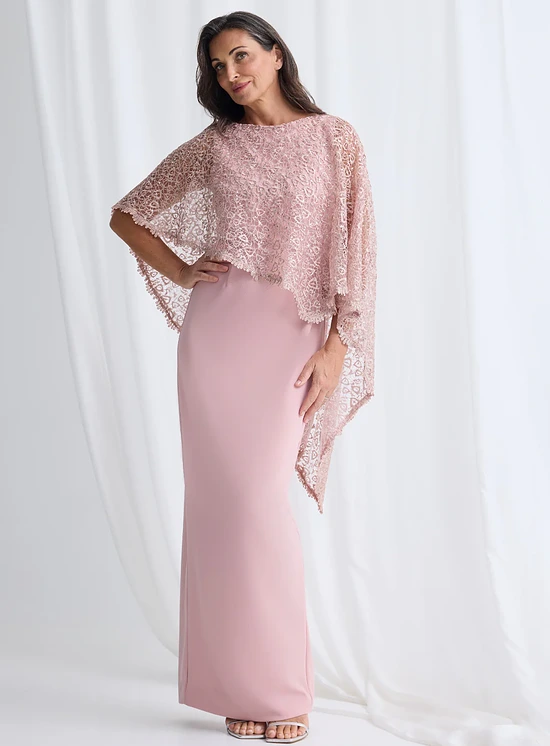 June Dress Soft Sparkle in a Fluid Silhouette in Blush Mother of the Groom Dress