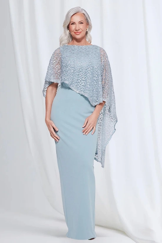June Dress Soft Sparkle in a Fluid Silhouette in Light Blue Mother of the Groom Dress