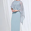 June Dress Soft Sparkle in a Fluid Silhouette in Light Blue Mother of the Groom Dress