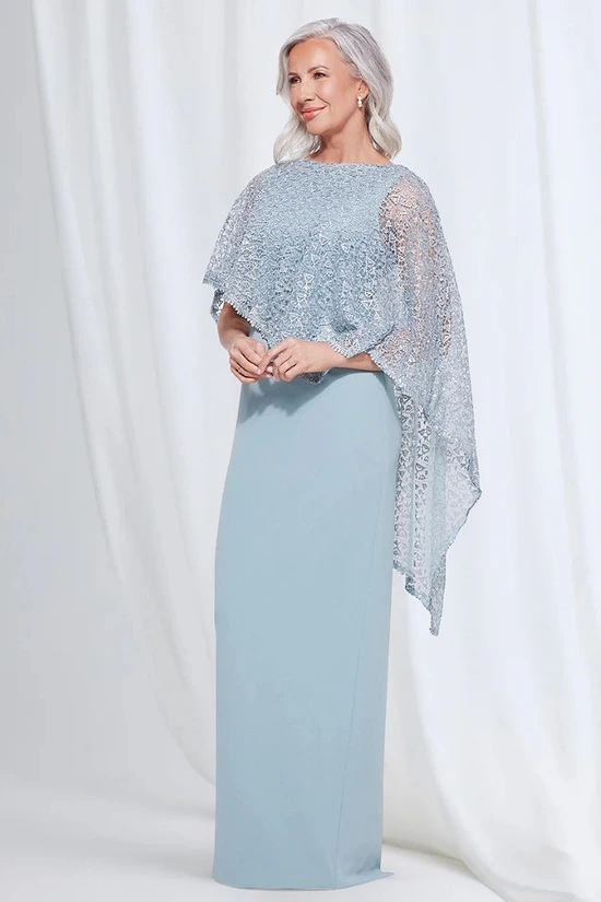 June Dress Soft Sparkle in a Fluid Silhouette in Light Blue Mother of the Groom Dress
