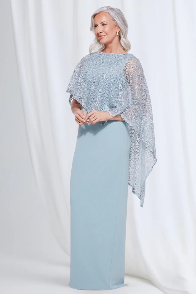 June Dress Soft Sparkle in a Fluid Silhouette in Light Blue Mother of the Groom Dress